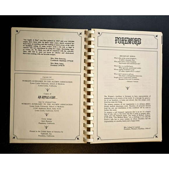 1967 An Apple A Day Volume 1 Spiral Bound Vegetarian Cookery by Doctors Wives - Picture 3 of 4